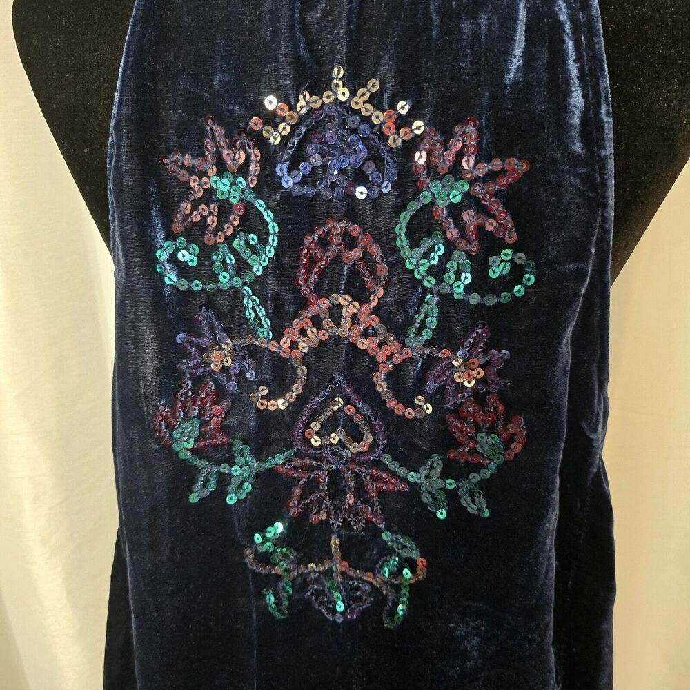 Free People Jill Velvet Sequin Swing Mini Dress Medium Womens Blue Party Dress - Picture 5 of 12